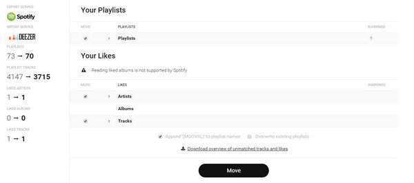 Déplacez les playlists de Spotify vers Deezer via Mooval