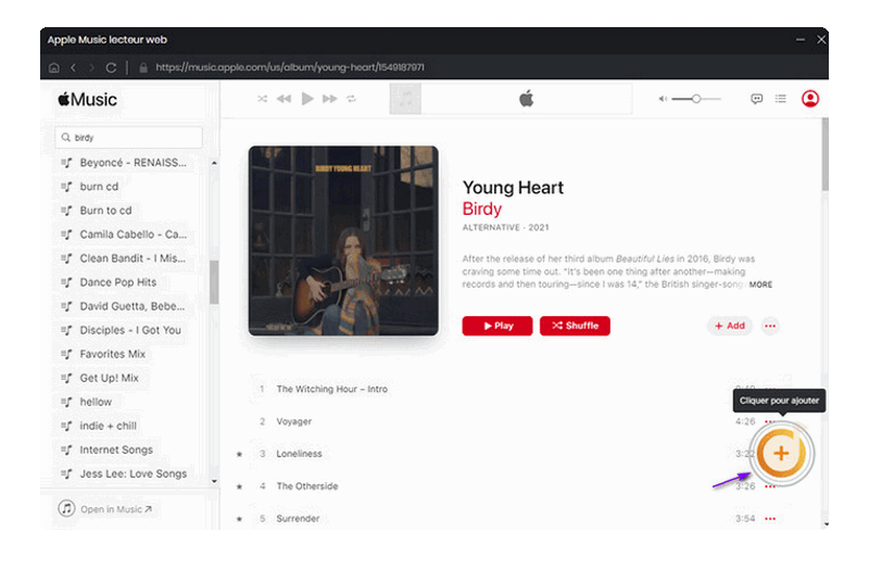 Importez des pistes d'Apple Music avec Mode d'Apple Music Webplayer