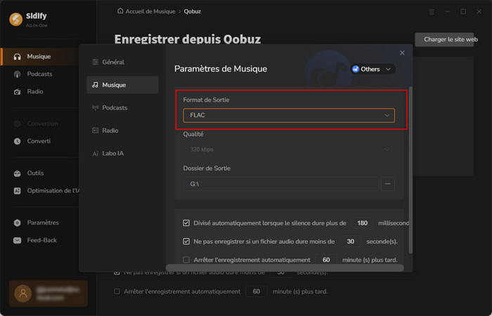 Choisissez FLAC comme format de sortie pour Qobuz