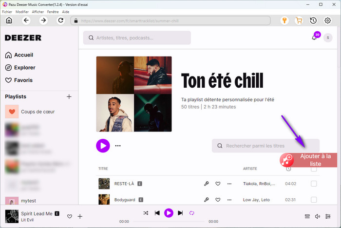 Trouvez la playlist musicale que vous souhaitez télécharger