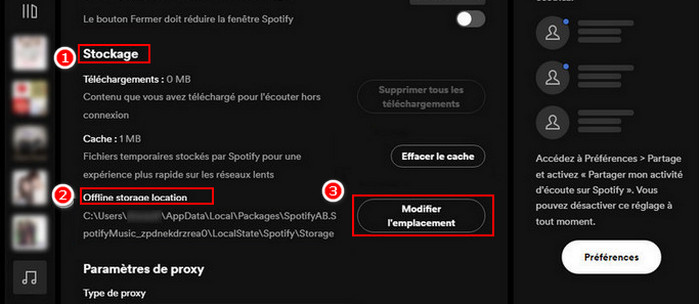 Modifiez l'emplacement d'enregistrement Spotify sur PC