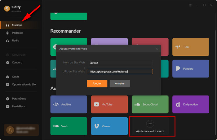 Ajoutez la plateforme musicale Qobuz