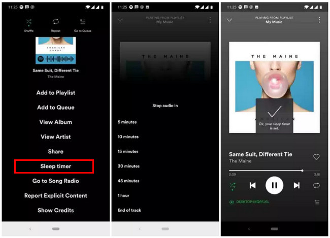 définir une minuterie de sommeil pour Spotify sur Android