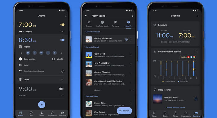 Définir les pistes Spotify comme sonnerie alarme Android avec l'application Google Clock