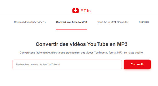 YouTube MP3 Convertisseur en Ligne YT1s