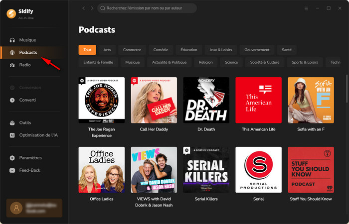 Podcasts de Sidify All-In-One