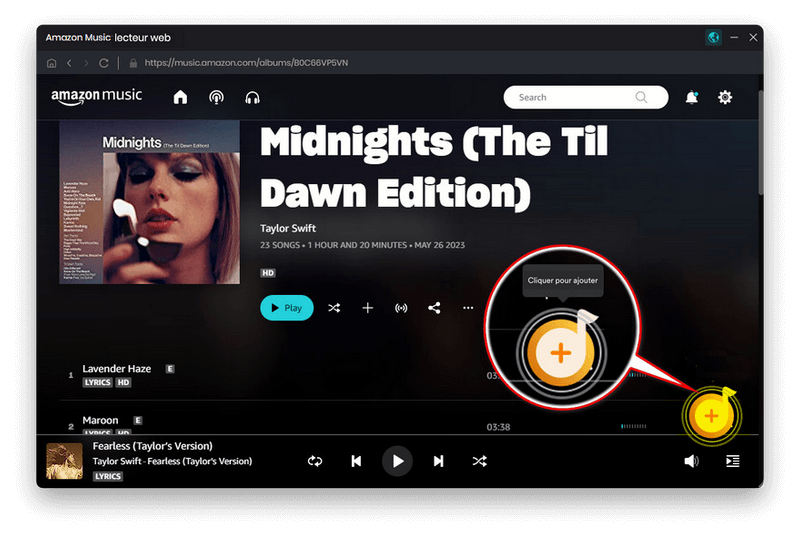 Ajoutez des pistes d'Amazon Music avec Mode Webplayer
