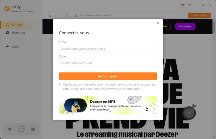 Inscription de Sidify Deezer Music Converter