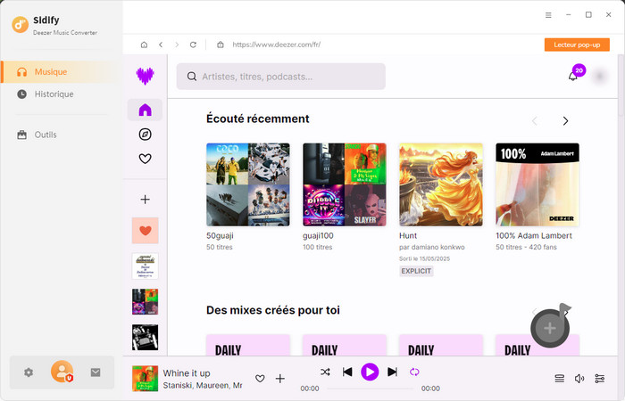 Interface principale