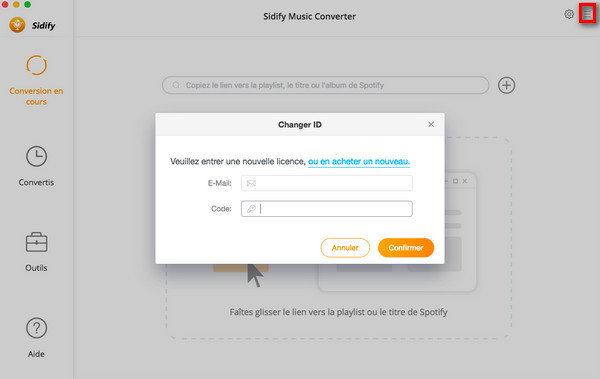 S'enregistrer Sidify Music Converter pour Mac