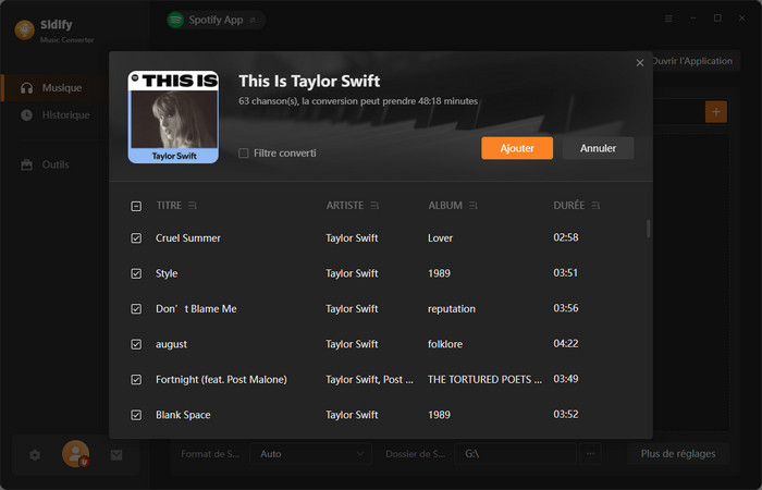 Importez les chansons de Spotify à Sidify