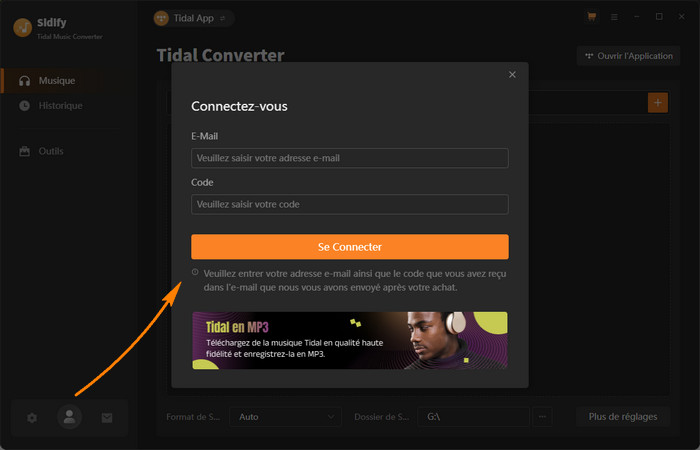 S'inscrire Tidal Music Converter pour Windows